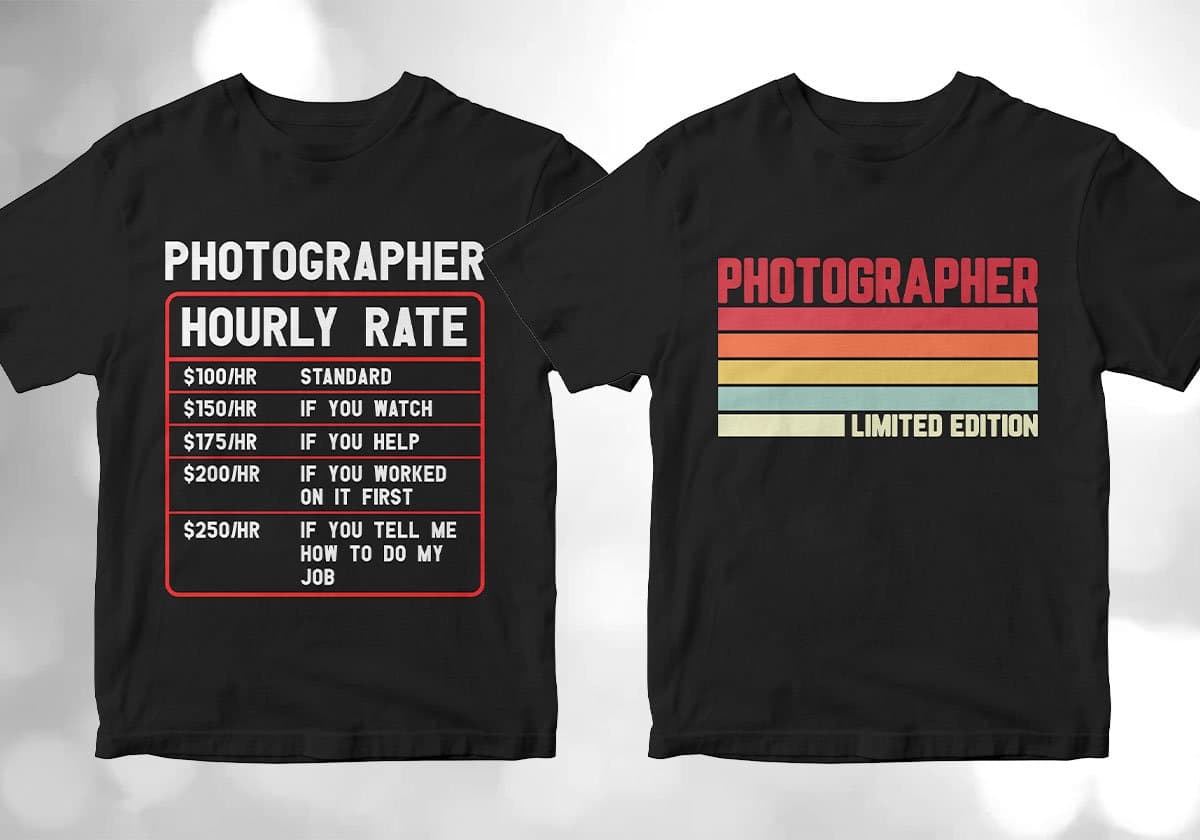 Photographer 25 Editable T-shirt Designs Bundle