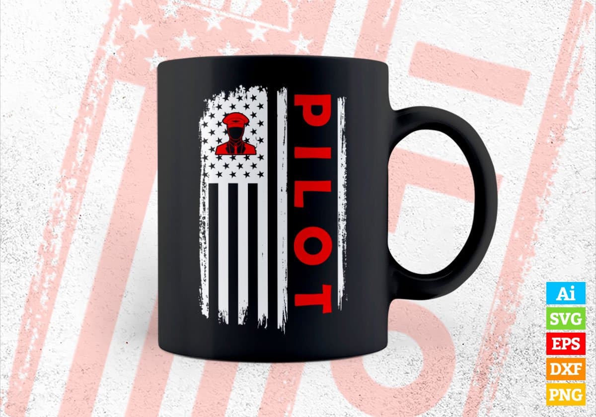 Pilot USA Flag Proud Professions Gift Editable Vector T-shirt Design in Ai Svg Files