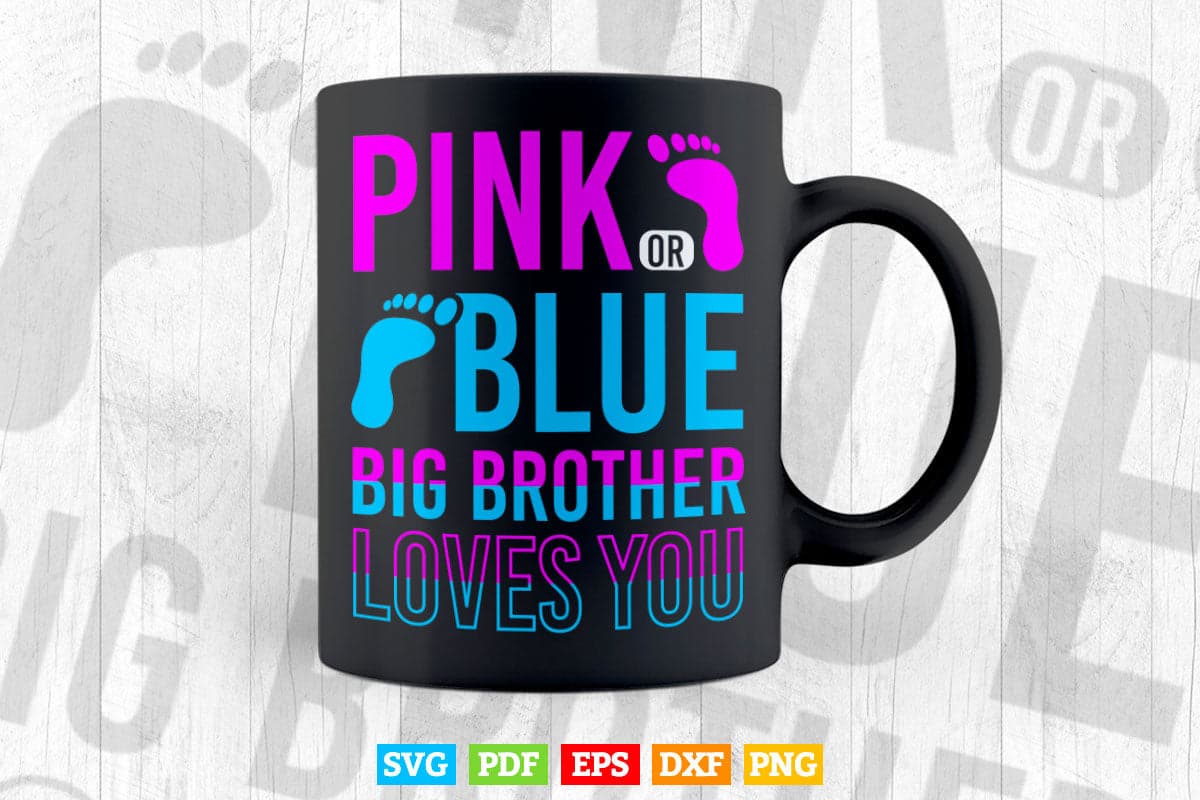 Pink Blue Big Brother Love You Svg Png Cut Files.