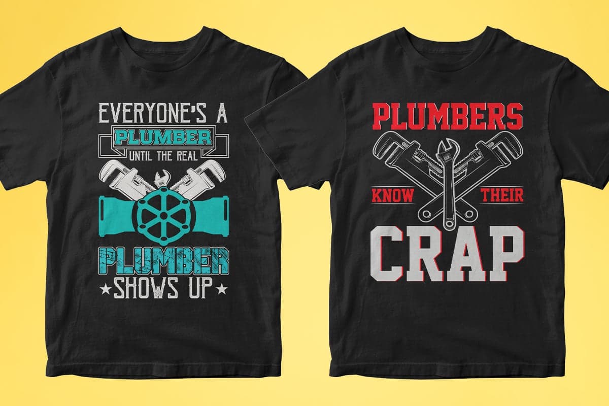 Plumber 50 Editable T-shirt Designs Bundle Part 1