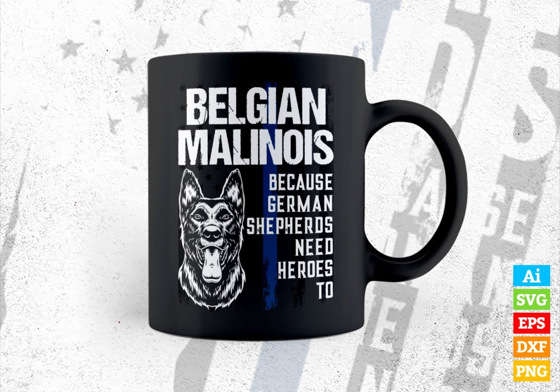 Police Dog Belgian Malinois Funny K9 Thin Blue Line Flag Editable Vector T shirt Design in Ai Png Svg Files.