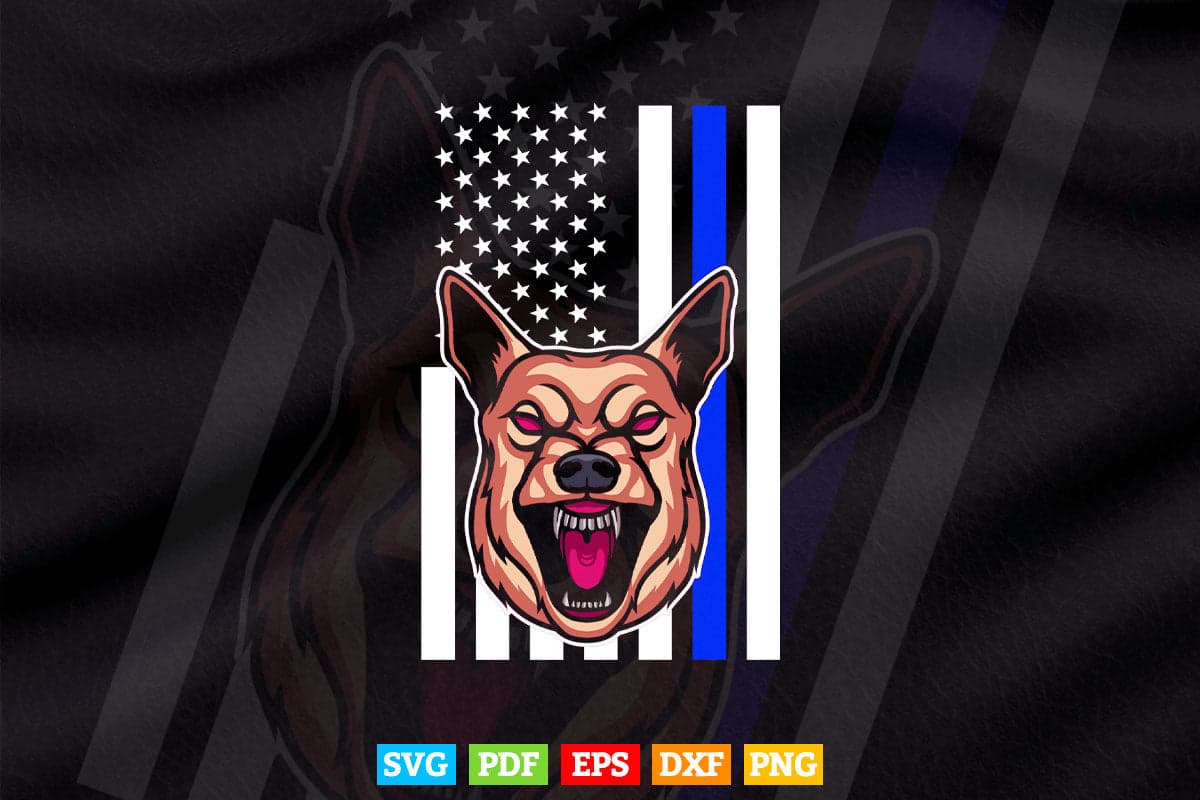 Police K-9 Unit Canine Veterans Day USA American Flag Svg Digital Files.
