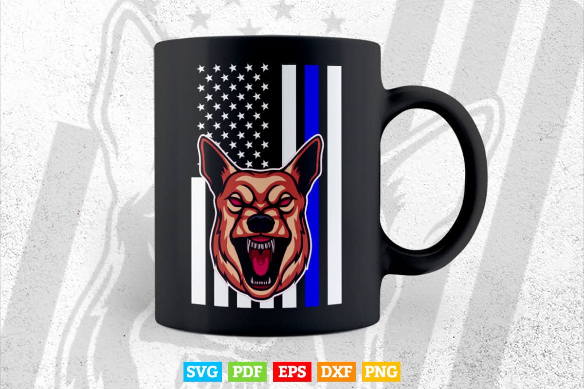 Police K-9 Unit Canine Veterans Day USA American Flag Svg Digital Files.