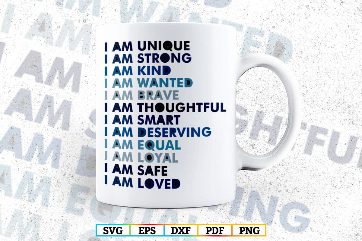 Positive Affirmation Boys Kids Bedroom Classroom Print Vector T shirt Design svg Png Files