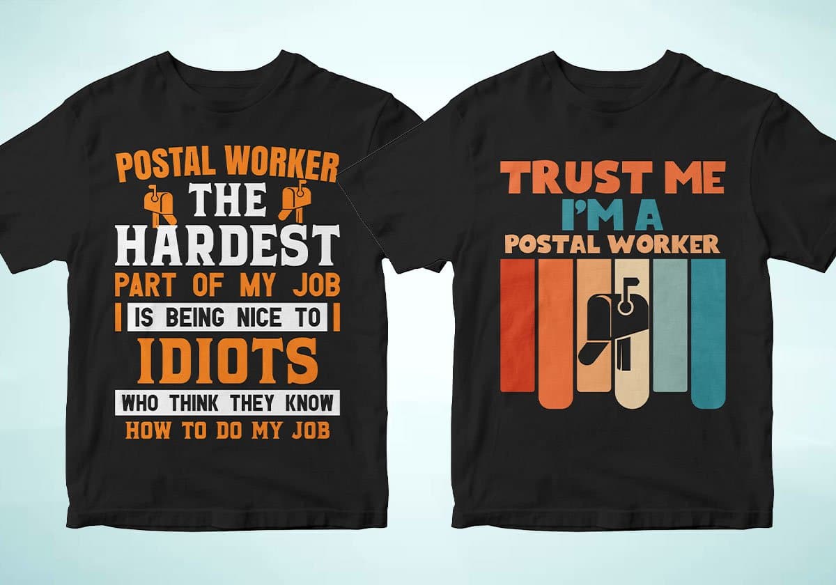 Postal Worker 25 Editable T-shirt Designs Bundle