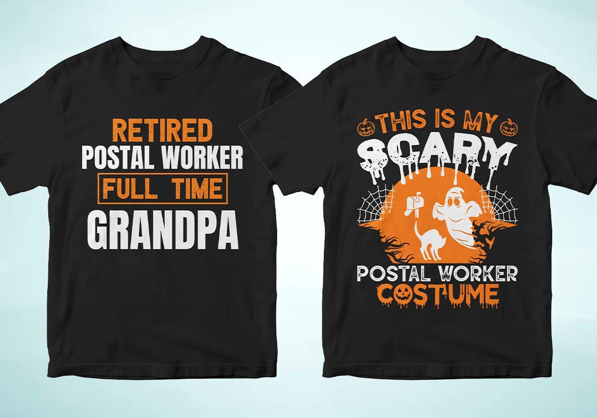 Postal Worker 25 Editable T-shirt Designs Bundle
