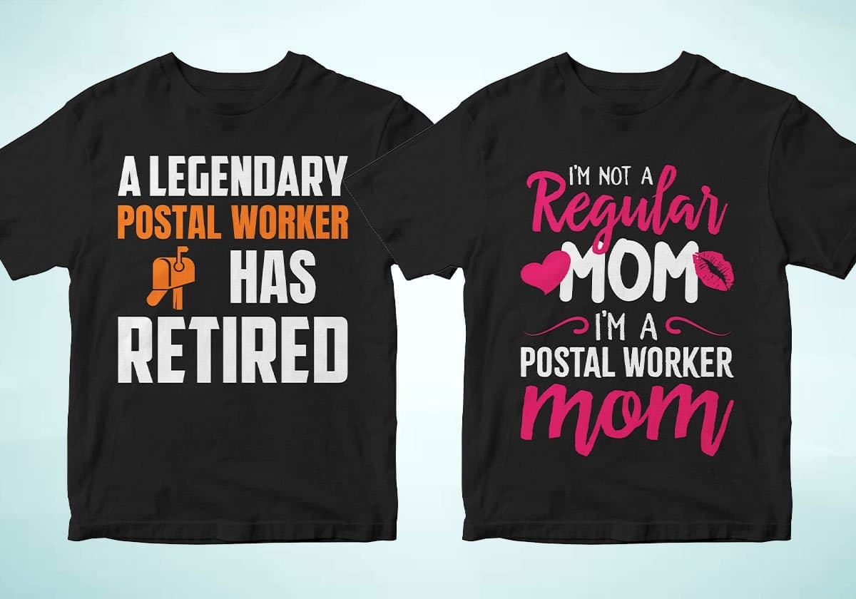 Postal Worker 25 Editable T-shirt Designs Bundle