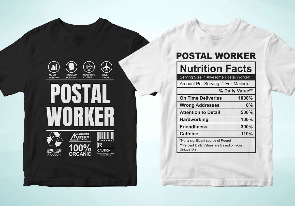 Postal Worker 25 Editable T-shirt Designs Bundle