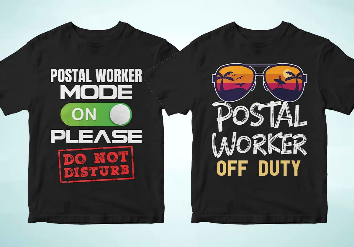 Postal Worker 25 Editable T-shirt Designs Bundle