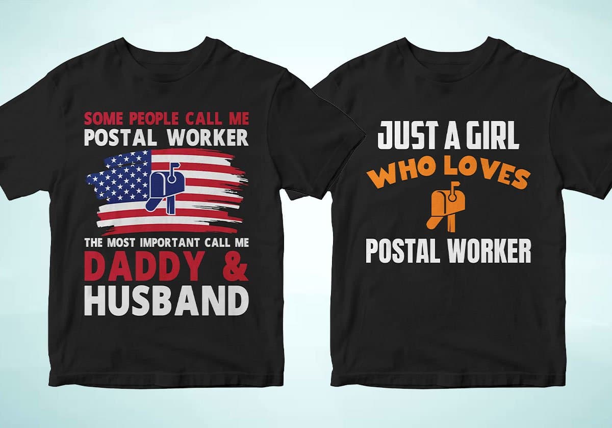 Postal Worker 25 Editable T-shirt Designs Bundle