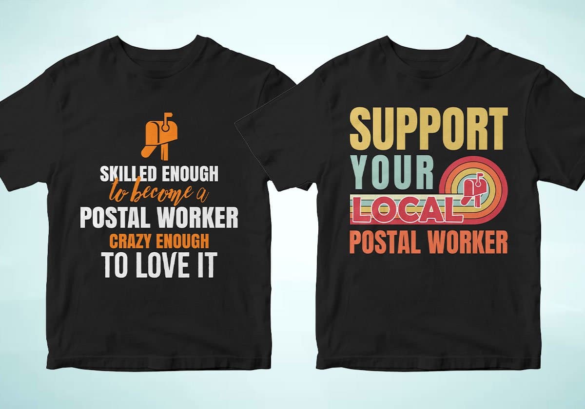 Postal Worker 25 Editable T-shirt Designs Bundle