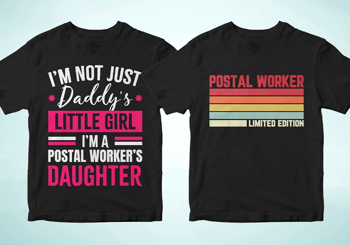 Postal Worker 25 Editable T-shirt Designs Bundle