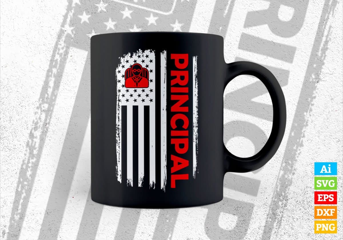 Principal USA Flag Proud Professions Gift Editable Vector T-shirt Design in Ai Svg Files