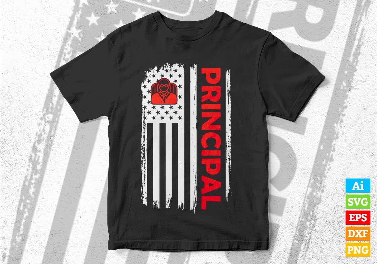 Principal USA Flag Proud Professions Gift Editable Vector T-shirt Design in Ai Svg Files
