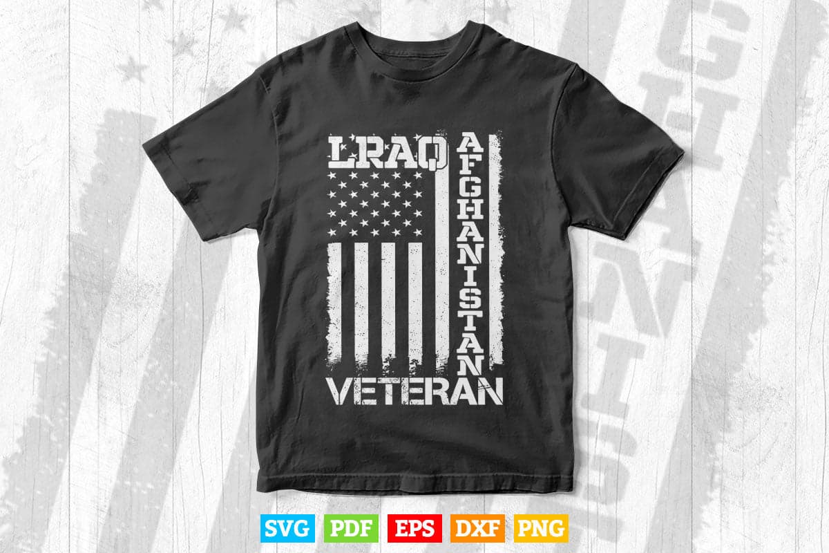 Proud Iraq Afghanistan Veteran Flag U.S. Patriotic Svg Png Cut Files.