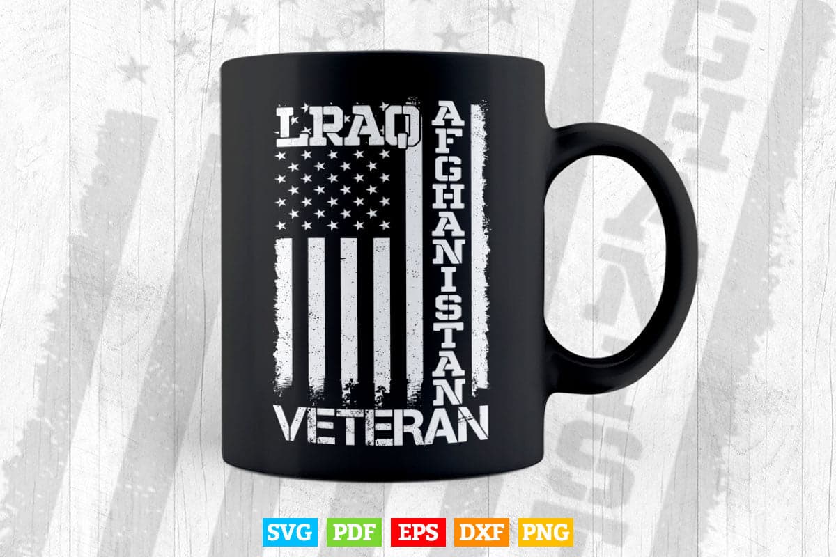 Proud Iraq Afghanistan Veteran Flag U.S. Patriotic Svg Png Cut Files.