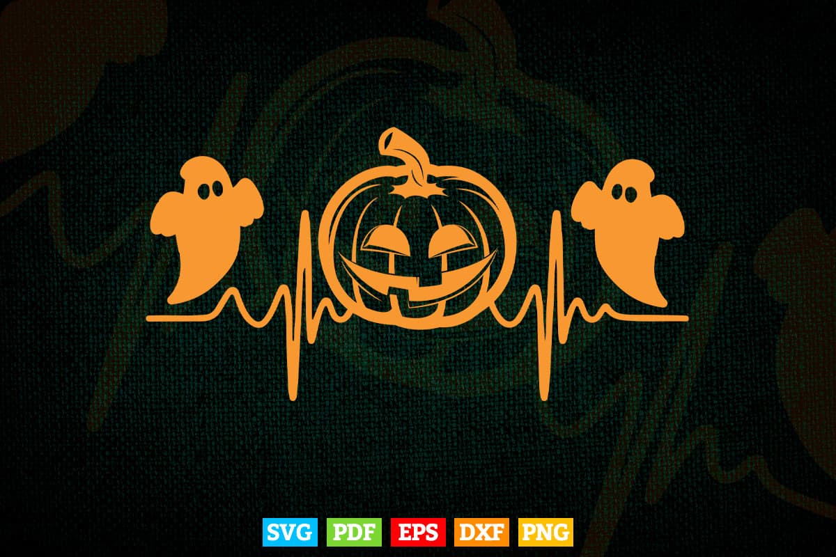 Pumpkin Halloween Heartbeat Graphic Fall Svg T shirt Design.