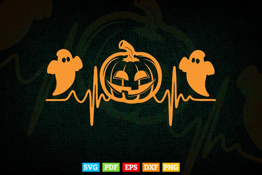 Pumpkin Halloween Heartbeat Graphic Fall Svg T shirt Design.