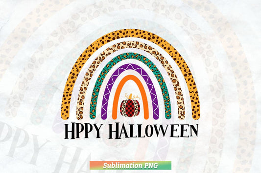 Rainbow Happy Halloween Leopard Cheetah Png Cut Files.