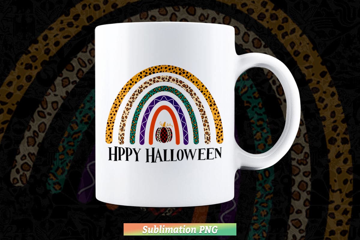 Rainbow Happy Halloween Leopard Cheetah Png Cut Files.