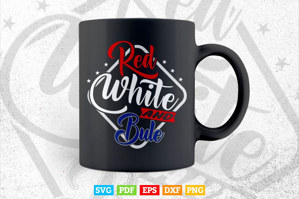 Red White And Blue Calligraphy 4th of July Svg T shirt Design.