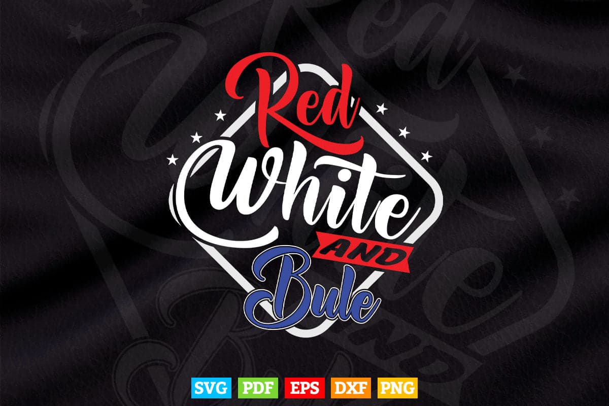 Red White And Blue Calligraphy 4th of July Svg T shirt Design.