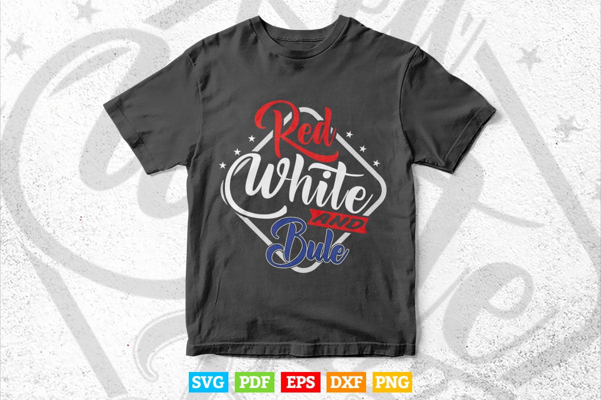 Red White And Blue Calligraphy 4th of July Svg T shirt Design.