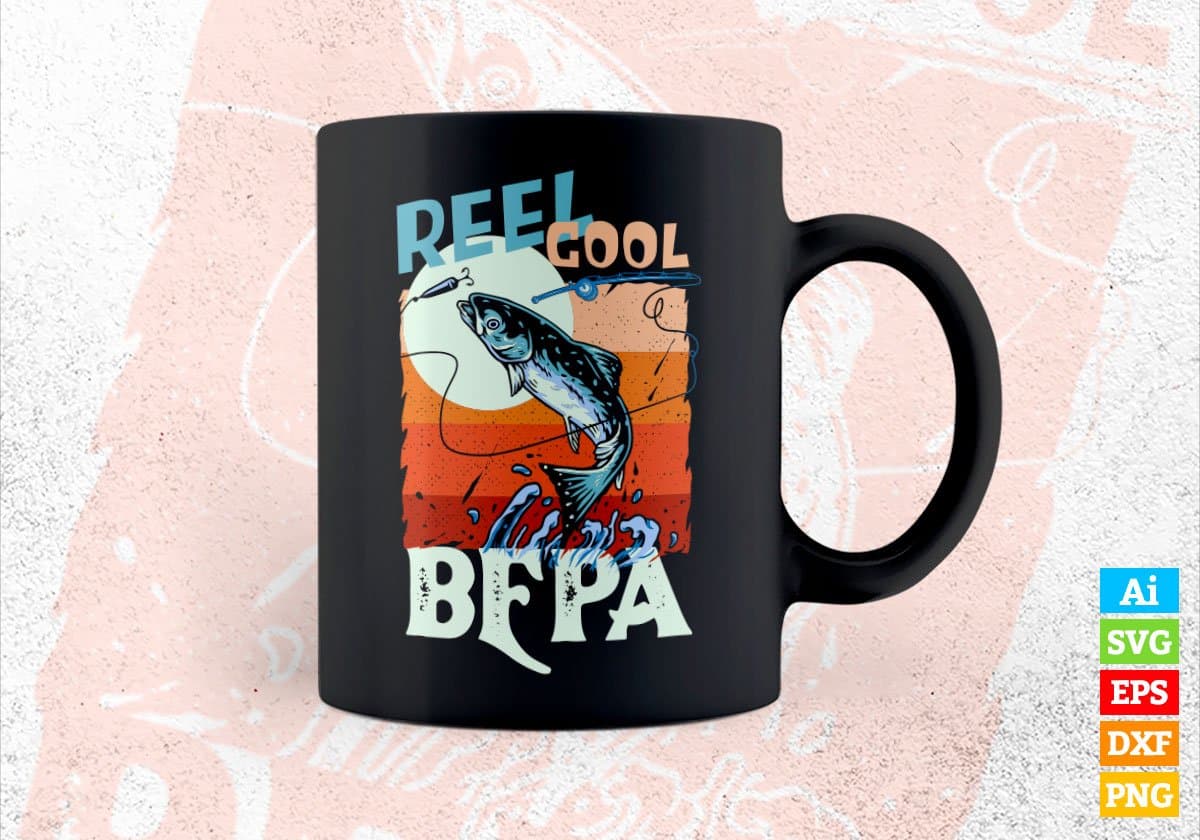 Reel Cool Bepa Fishing Father's Day Editable Vector T-shirt Design in Ai Svg Files