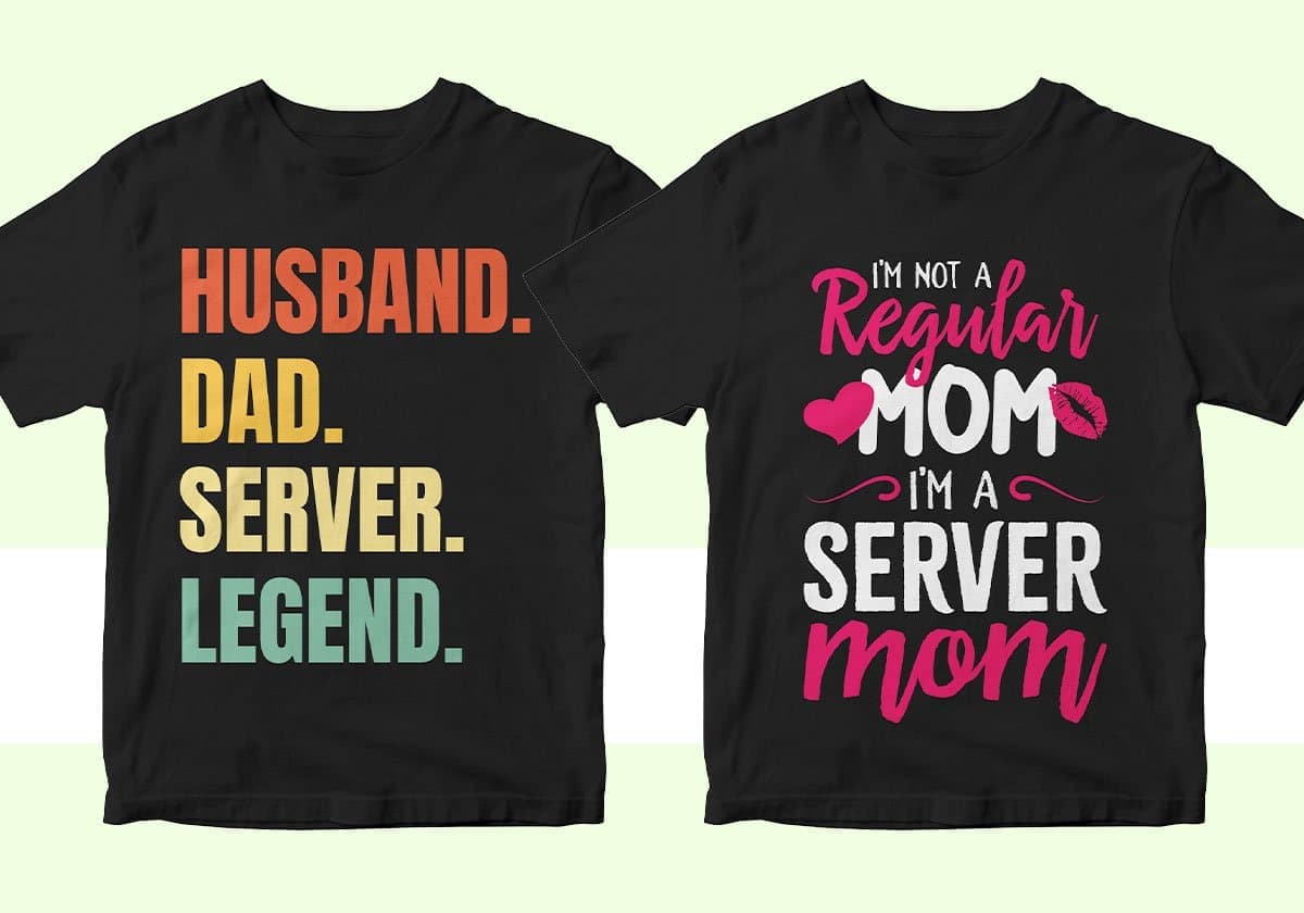 Restaurant Server 25 Editable T-shirt Designs Bundle