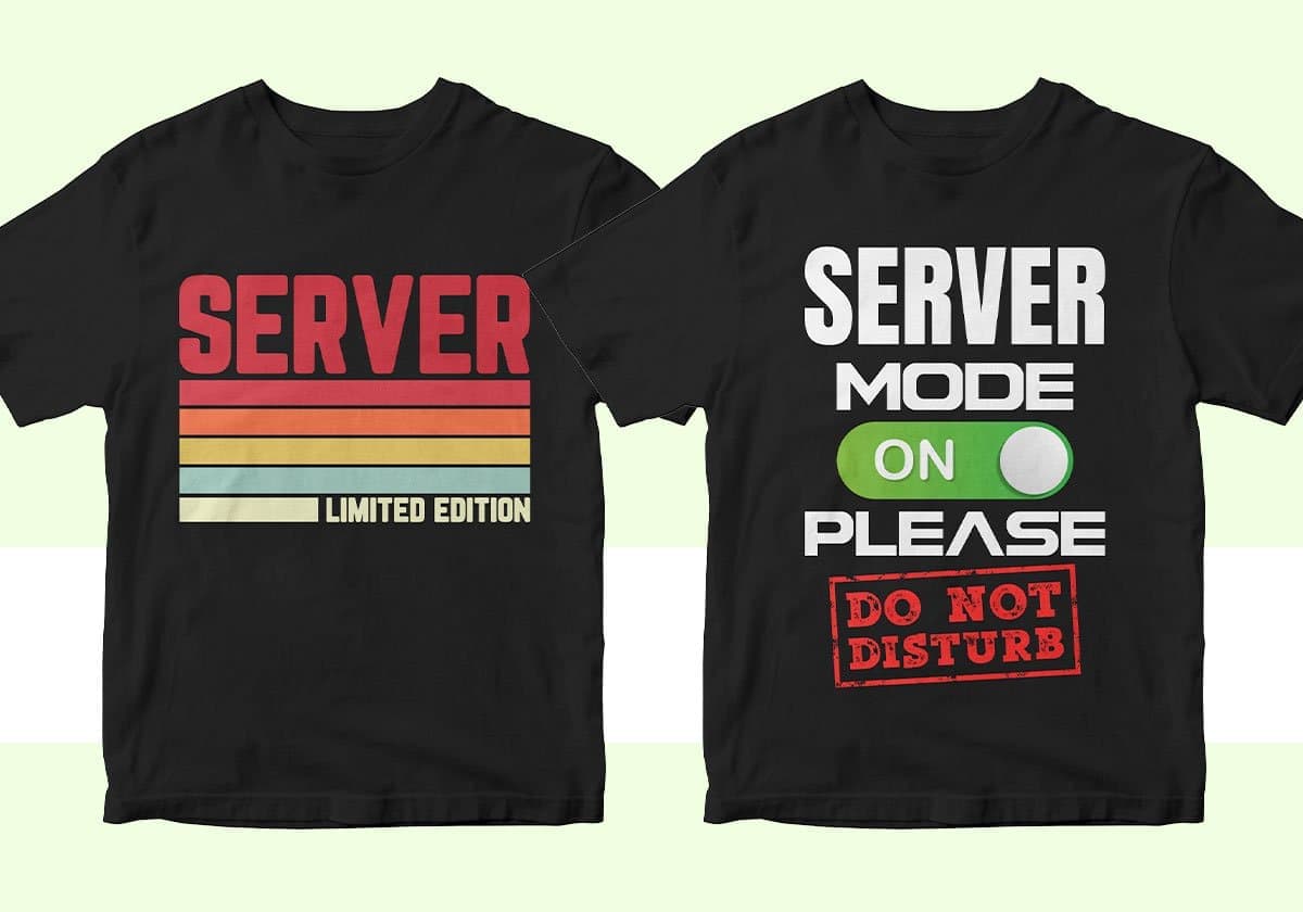 Restaurant Server 25 Editable T-shirt Designs Bundle