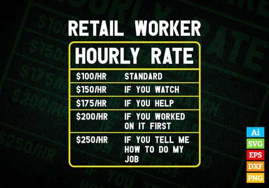 Retile Worker Hourly Rate Editable Vector T shirt Design In Svg Png Printable Files