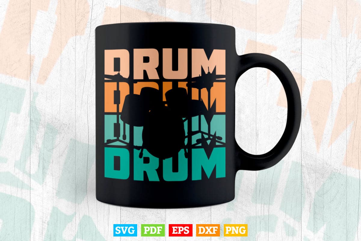Retro Vintage Drumming Gift For Drummers Svg Cut Files.