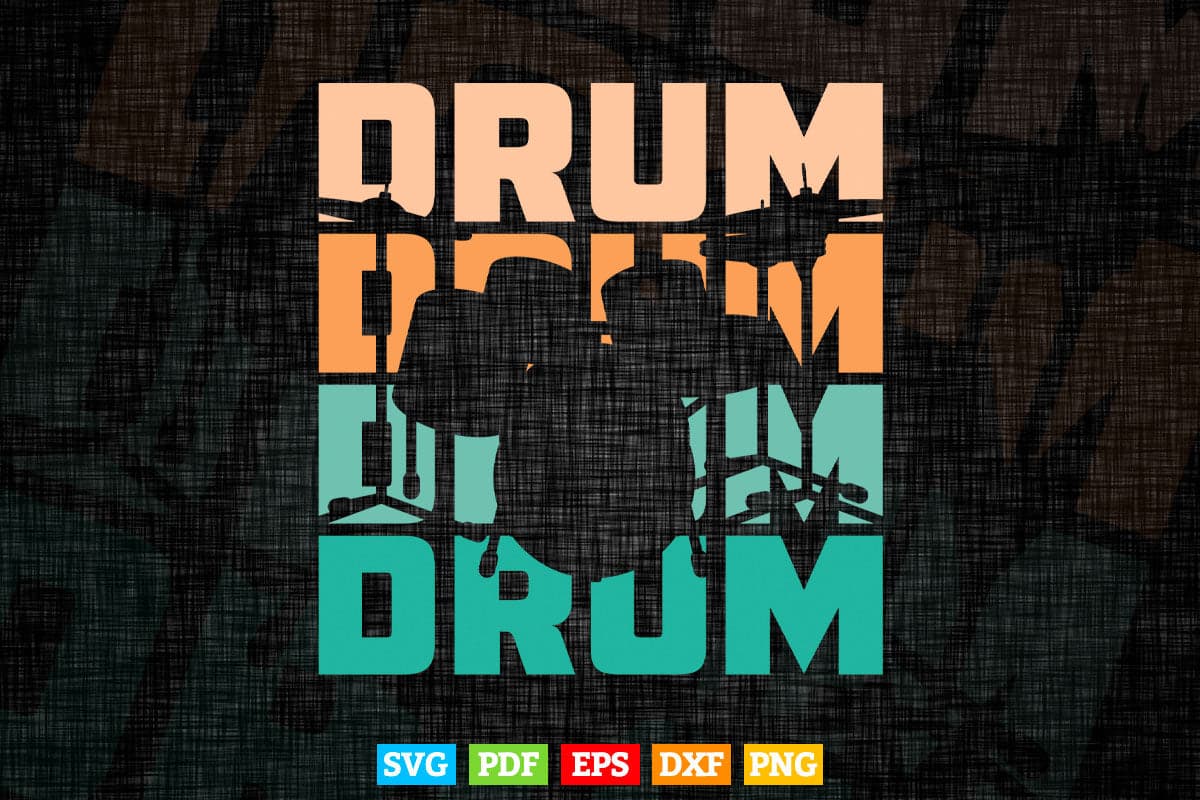 Retro Vintage Drumming Gift For Drummers Svg Cut Files.