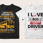 School Bus Driver 50 Editable T-shirt Designs Bundle Part 1
