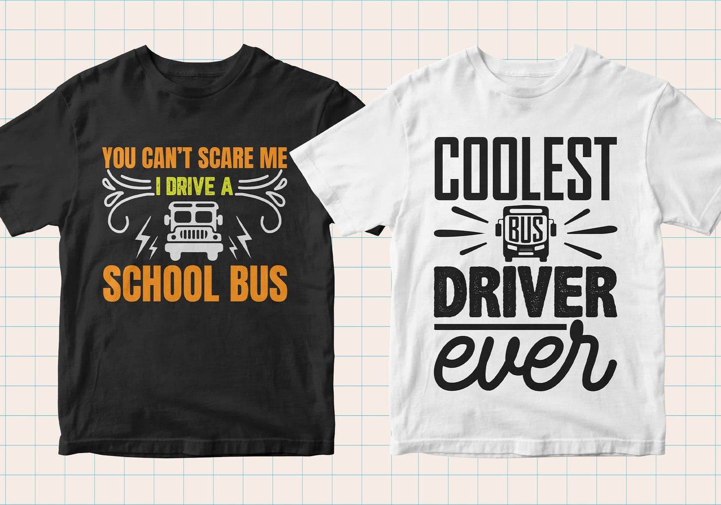 School Bus Driver 50 Editable T-shirt Designs Bundle Part 1