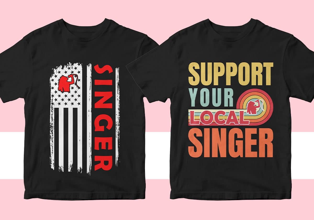 Singer 25 Editable T-shirt Designs Bundle