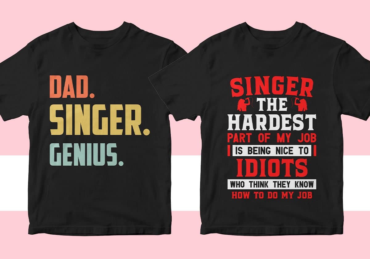 Singer 25 Editable T-shirt Designs Bundle