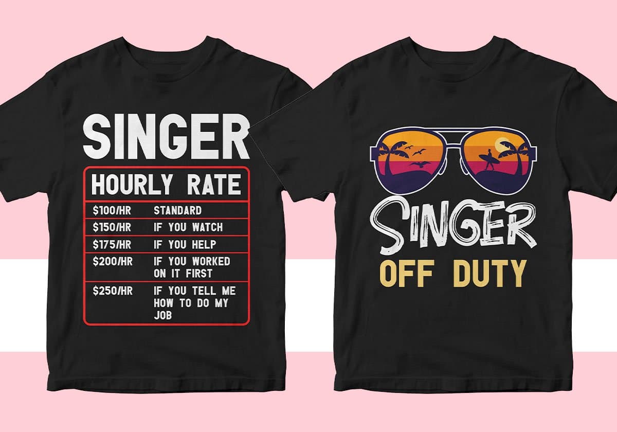 Singer 25 Editable T-shirt Designs Bundle