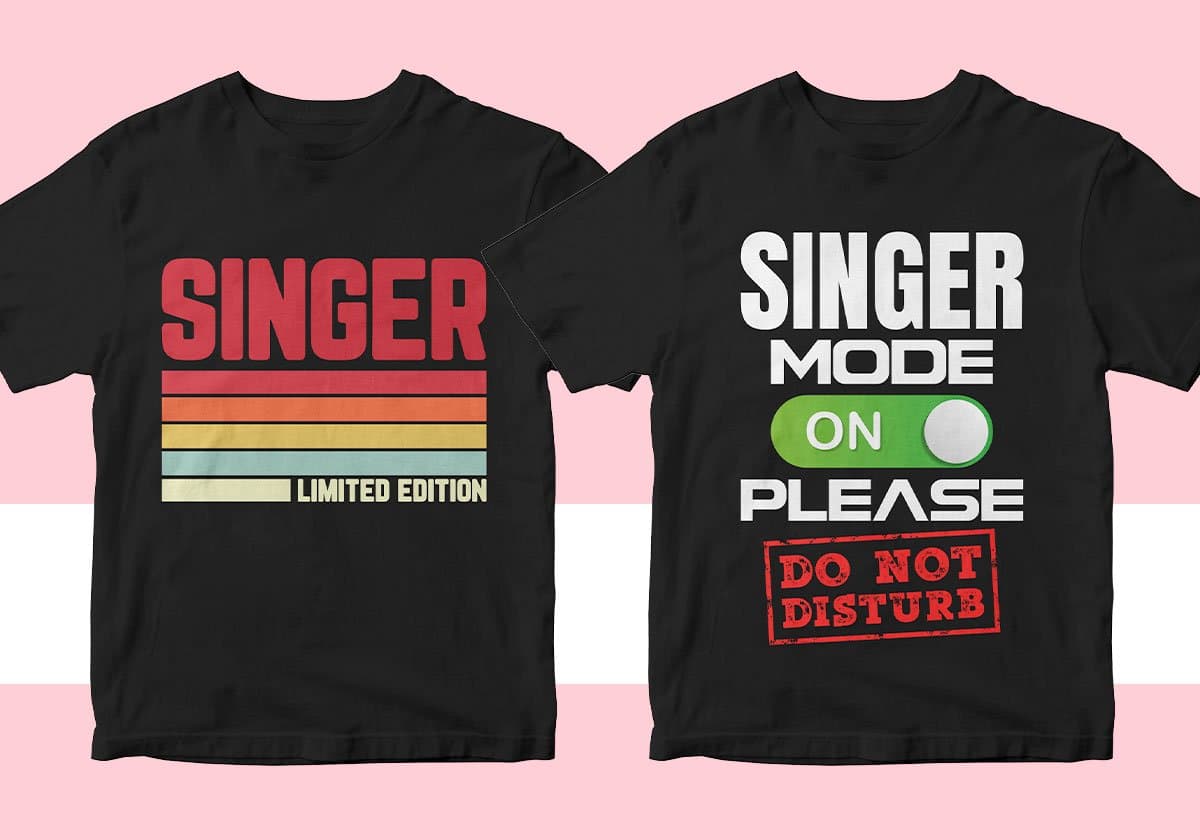 Singer 25 Editable T-shirt Designs Bundle