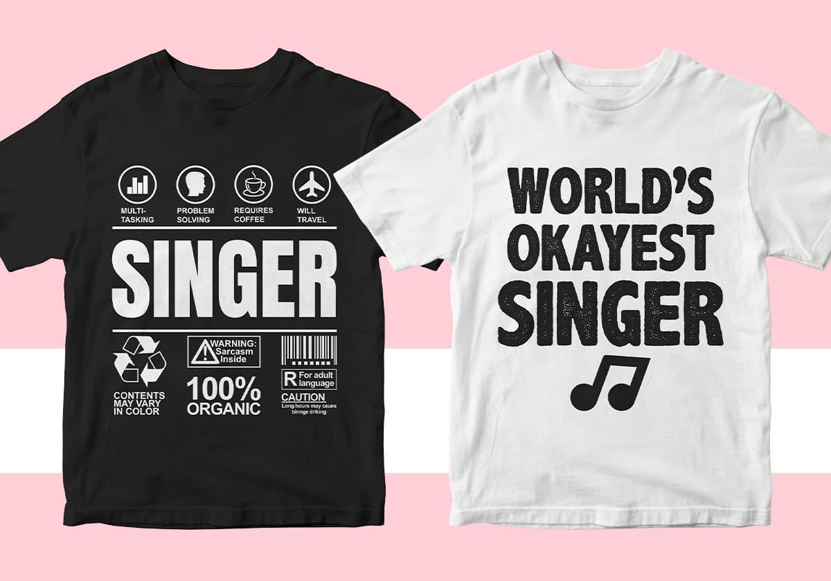 Singer 25 Editable T-shirt Designs Bundle