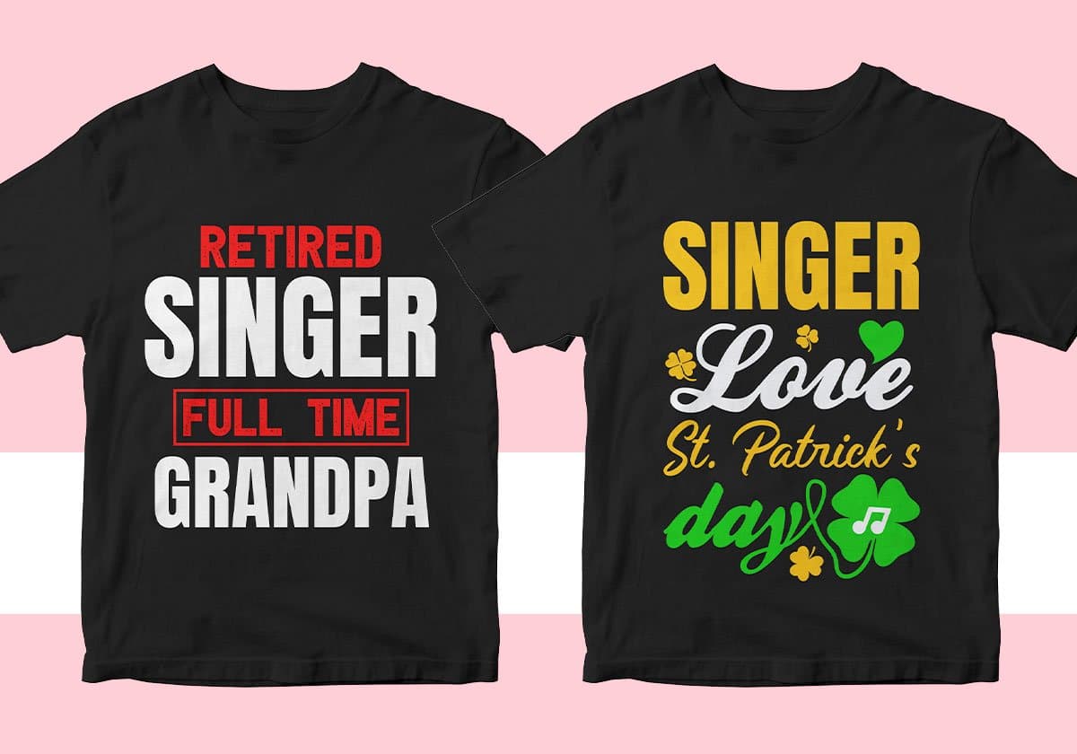 Singer 25 Editable T-shirt Designs Bundle