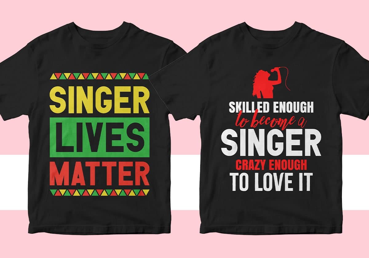 Singer 25 Editable T-shirt Designs Bundle