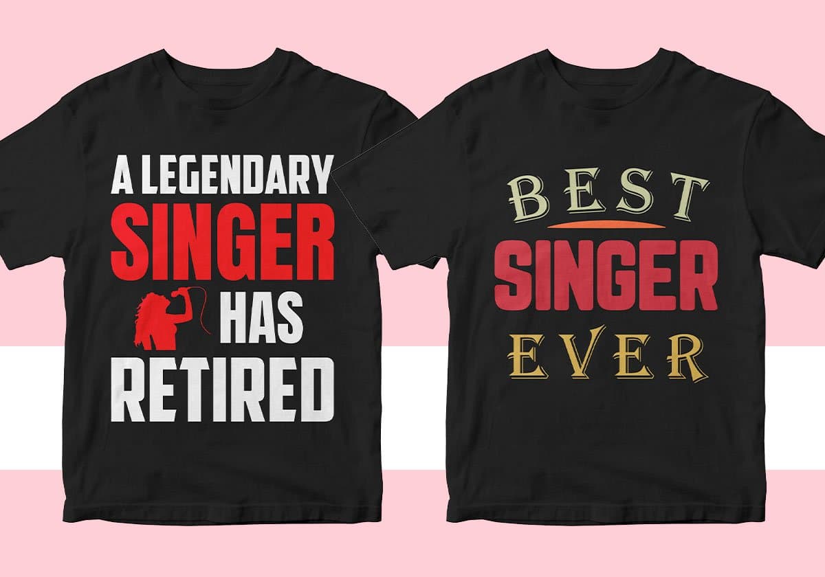 Singer 25 Editable T-shirt Designs Bundle