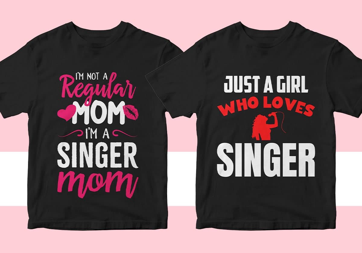 Singer 25 Editable T-shirt Designs Bundle