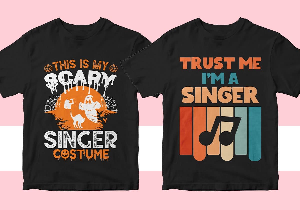 Singer 25 Editable T-shirt Designs Bundle