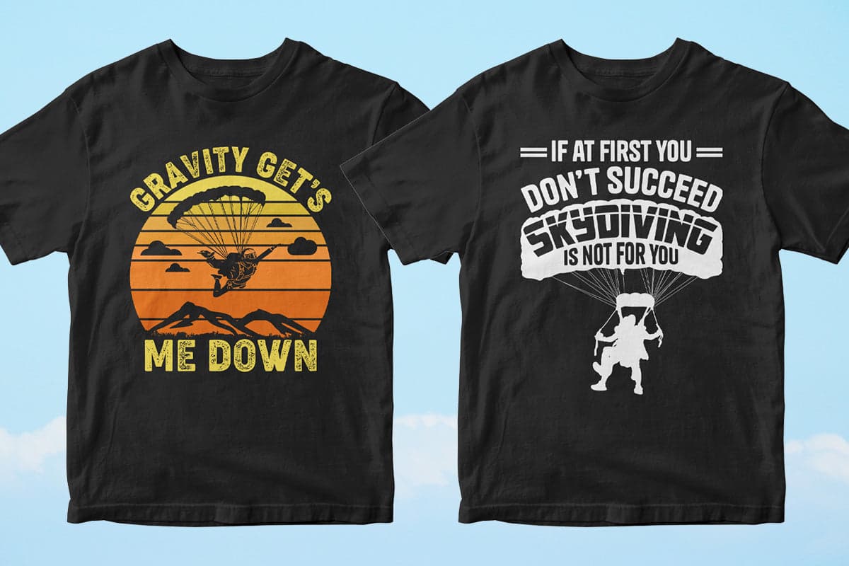 Skydiver 50 Editable T-shirt Designs Bundle Part 1