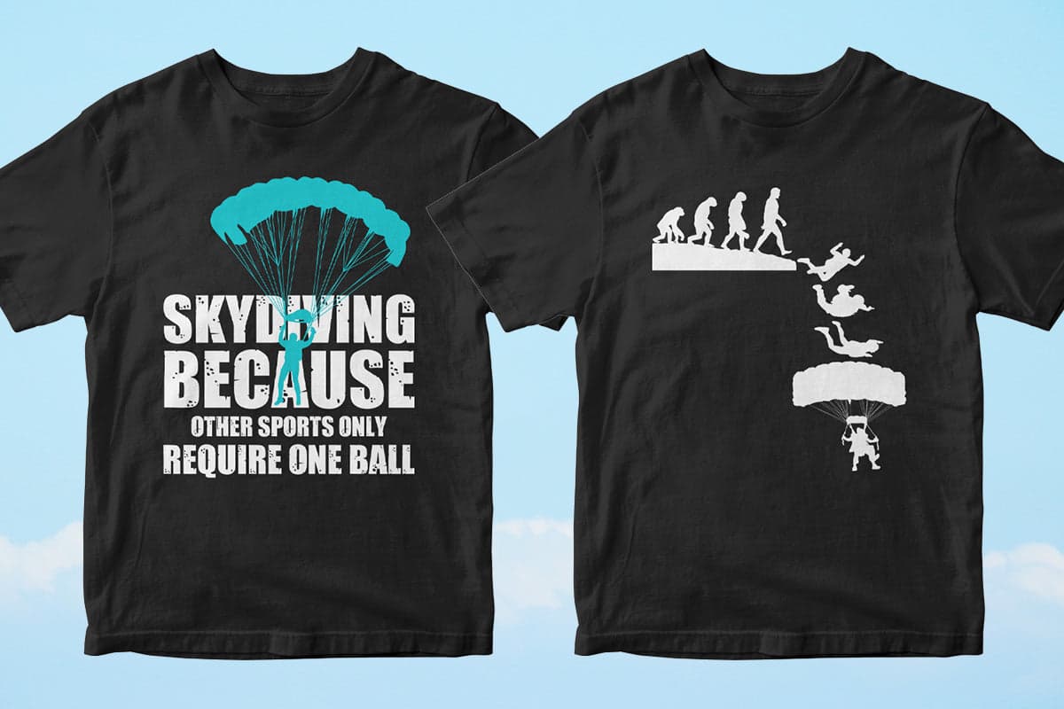 Skydiver 50 Editable T-shirt Designs Bundle Part 1