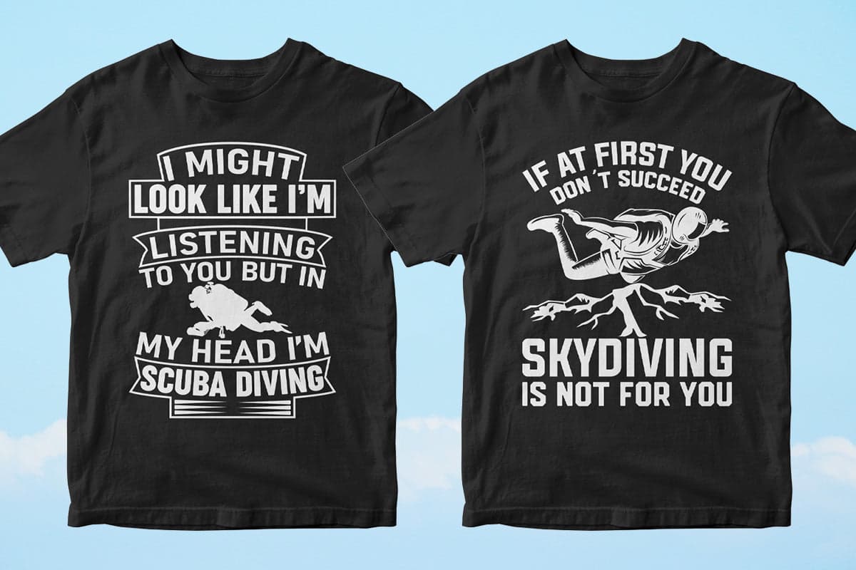 Skydiver 50 Editable T-shirt Designs Bundle Part 1