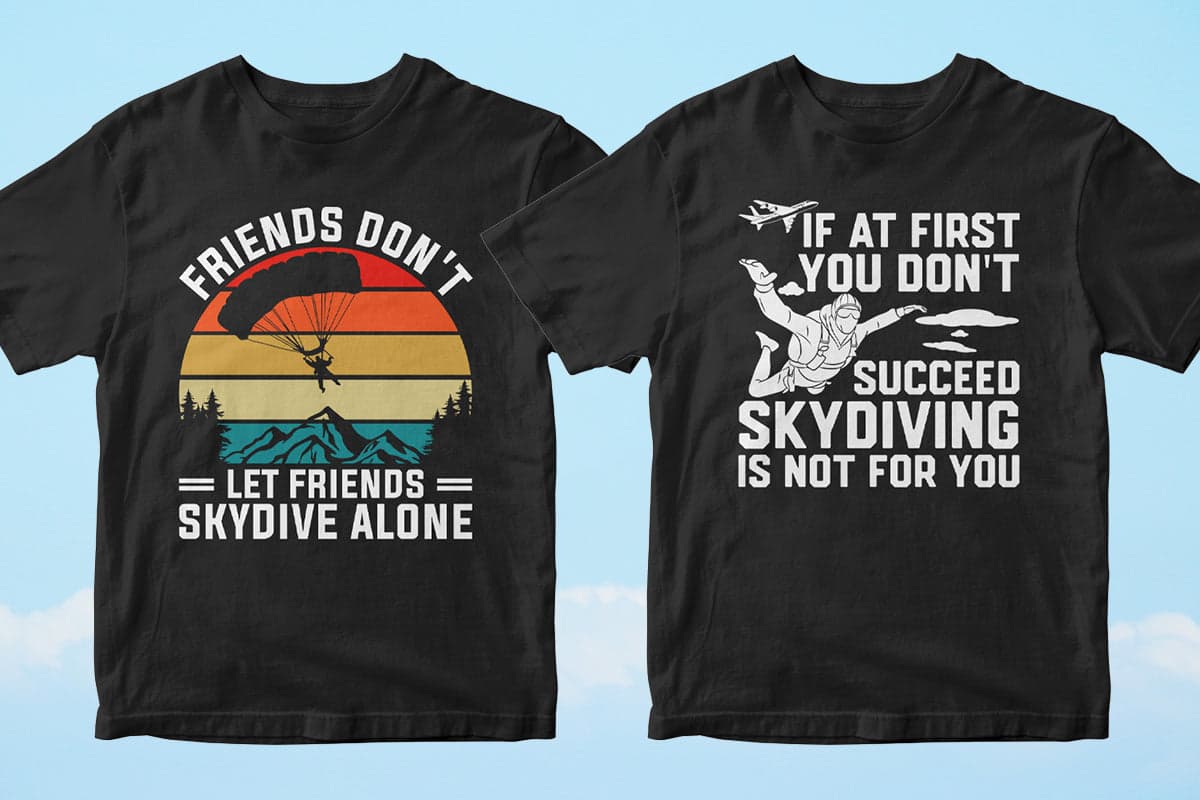 Skydiver 50 Editable T-shirt Designs Bundle Part 1