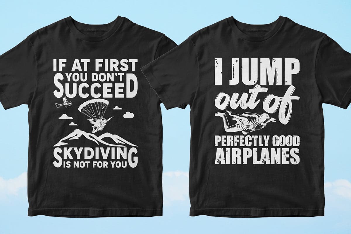 Skydiver 50 Editable T-shirt Designs Bundle Part 1